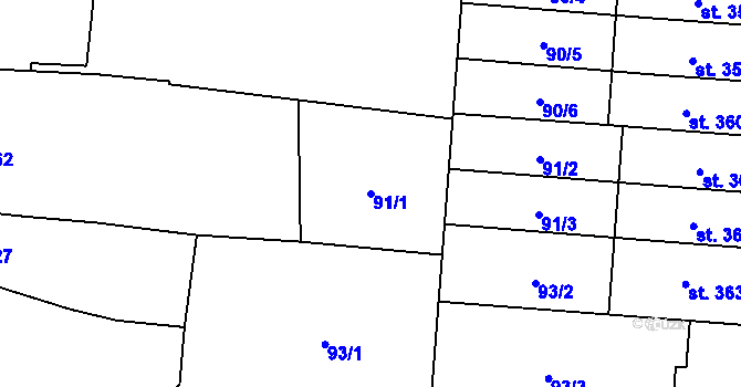 Parcela st. 91/1 v KÚ Slatinice na Hané, Katastrální mapa