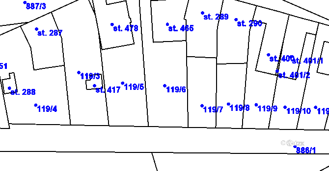 Parcela st. 119/6 v KÚ Slatinice na Hané, Katastrální mapa