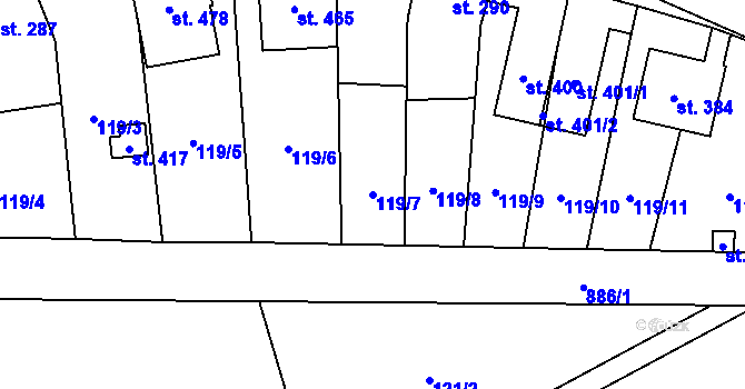 Parcela st. 119/7 v KÚ Slatinice na Hané, Katastrální mapa