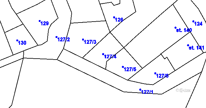 Parcela st. 127/4 v KÚ Slatinice na Hané, Katastrální mapa