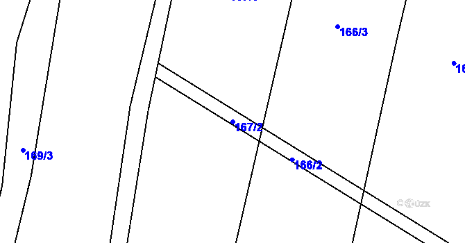 Parcela st. 167/2 v KÚ Slatinice na Hané, Katastrální mapa
