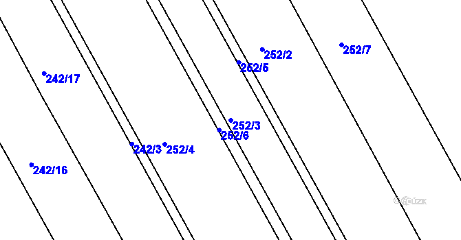 Parcela st. 252/3 v KÚ Slatinice na Hané, Katastrální mapa