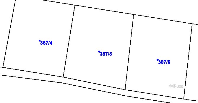 Parcela st. 387/5 v KÚ Slatinice na Hané, Katastrální mapa