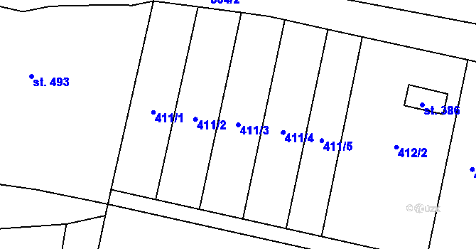 Parcela st. 411/3 v KÚ Slatinice na Hané, Katastrální mapa