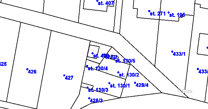 Parcela st. 428/2 v KÚ Slatinice na Hané, Katastrální mapa
