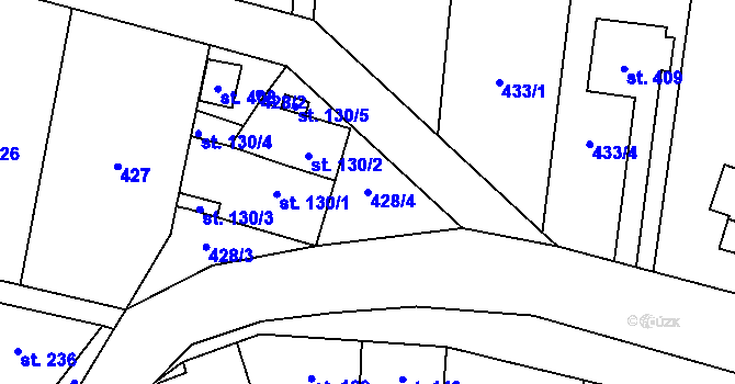 Parcela st. 428/4 v KÚ Slatinice na Hané, Katastrální mapa