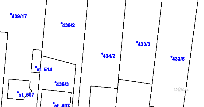Parcela st. 434/2 v KÚ Slatinice na Hané, Katastrální mapa