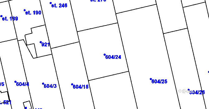 Parcela st. 604/24 v KÚ Slatinice na Hané, Katastrální mapa