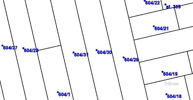 Parcela st. 604/30 v KÚ Slatinice na Hané, Katastrální mapa