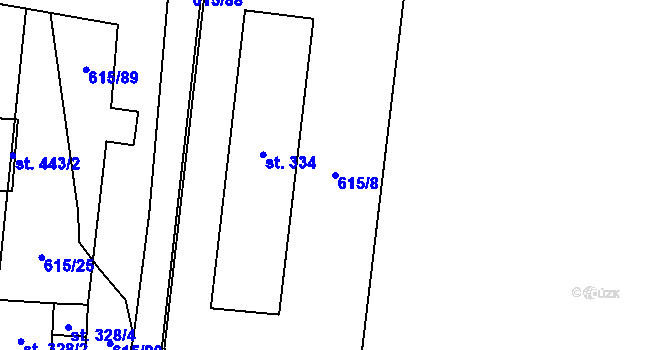 Parcela st. 615/8 v KÚ Slatinice na Hané, Katastrální mapa