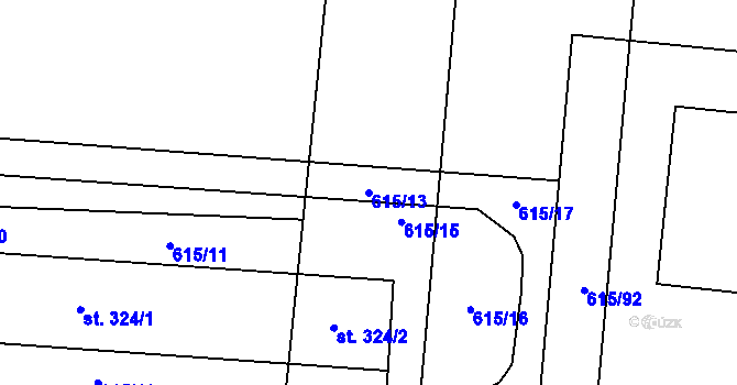 Parcela st. 615/13 v KÚ Slatinice na Hané, Katastrální mapa