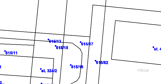 Parcela st. 615/17 v KÚ Slatinice na Hané, Katastrální mapa