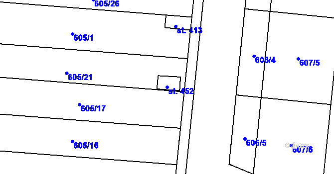 Parcela st. 452 v KÚ Slatinice na Hané, Katastrální mapa