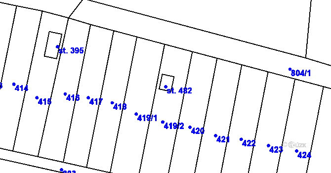 Parcela st. 482 v KÚ Slatinice na Hané, Katastrální mapa