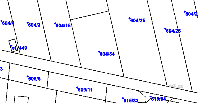 Parcela st. 604/34 v KÚ Slatinice na Hané, Katastrální mapa