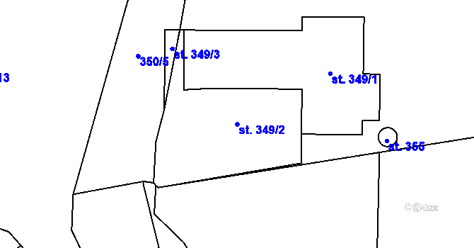 Parcela st. 349/2 v KÚ Slatinice na Hané, Katastrální mapa