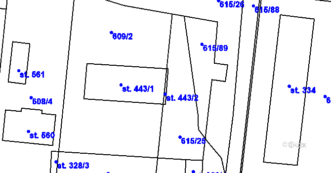 Parcela st. 443/2 v KÚ Slatinice na Hané, Katastrální mapa