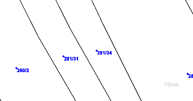 Parcela st. 281/34 v KÚ Slatinice na Hané, Katastrální mapa