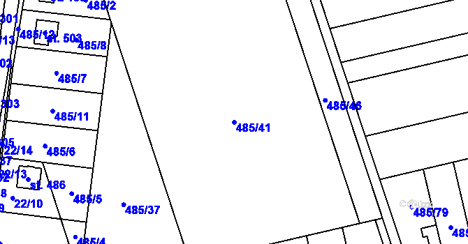 Parcela st. 485/41 v KÚ Slatinice na Hané, Katastrální mapa