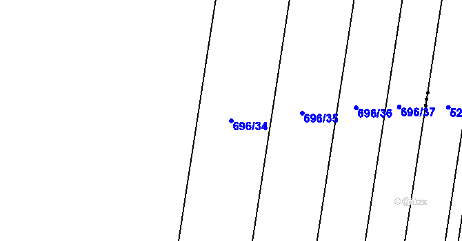 Parcela st. 696/34 v KÚ Slatinice na Hané, Katastrální mapa