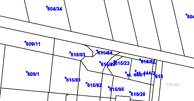 Parcela st. 615/84 v KÚ Slatinice na Hané, Katastrální mapa