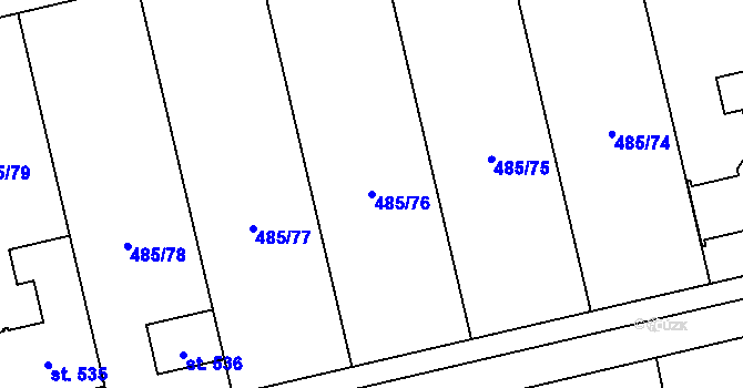Parcela st. 485/76 v KÚ Slatinice na Hané, Katastrální mapa