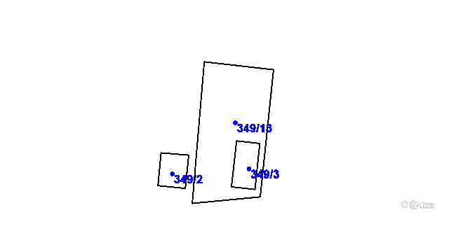 Parcela st. 349/13 v KÚ Slatinice na Hané, Katastrální mapa