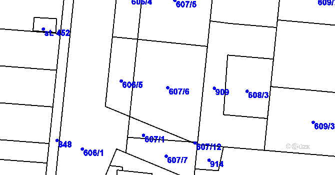 Parcela st. 607/6 v KÚ Slatinice na Hané, Katastrální mapa