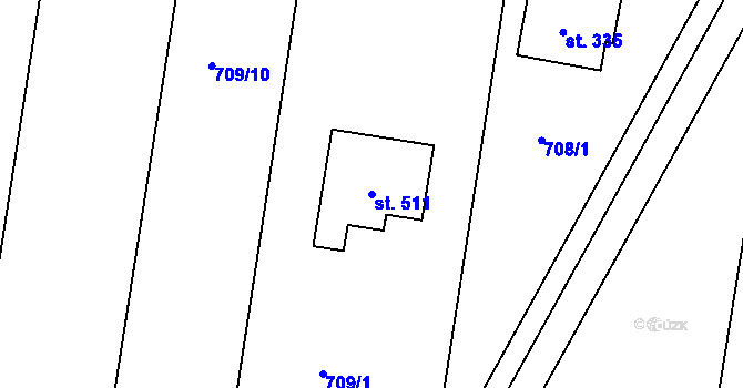 Parcela st. 511 v KÚ Slatinice na Hané, Katastrální mapa
