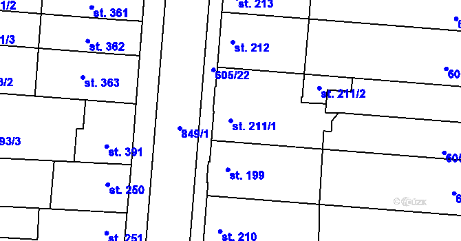 Parcela st. 211/1 v KÚ Slatinice na Hané, Katastrální mapa