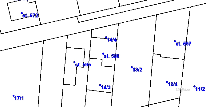Parcela st. 586 v KÚ Slatinice na Hané, Katastrální mapa