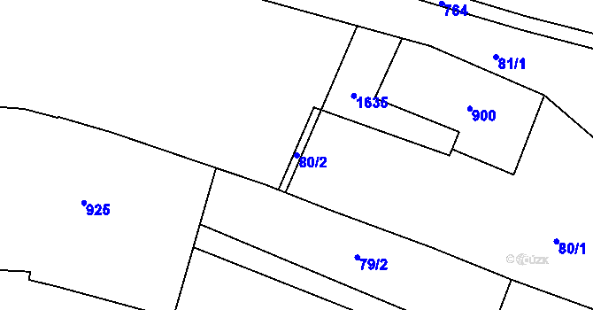 Parcela st. 80/2 v KÚ Slatinice na Hané, Katastrální mapa