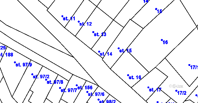 Parcela st. 14 v KÚ Slatinky, Katastrální mapa