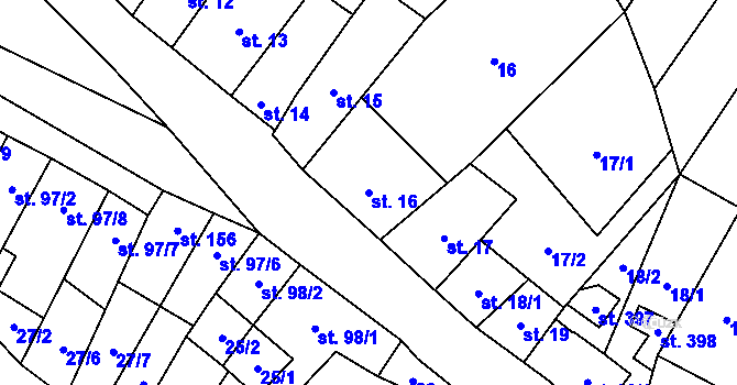 Parcela st. 16 v KÚ Slatinky, Katastrální mapa