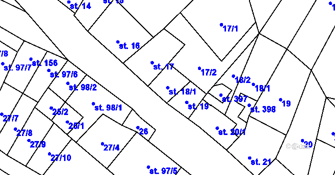 Parcela st. 18/1 v KÚ Slatinky, Katastrální mapa