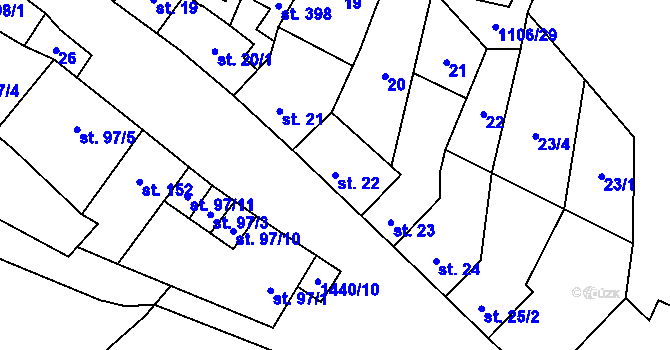 Parcela st. 22 v KÚ Slatinky, Katastrální mapa
