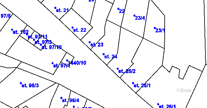 Parcela st. 24 v KÚ Slatinky, Katastrální mapa