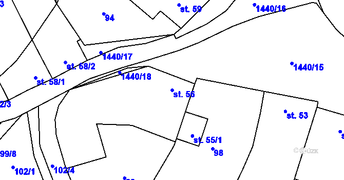 Parcela st. 56 v KÚ Slatinky, Katastrální mapa