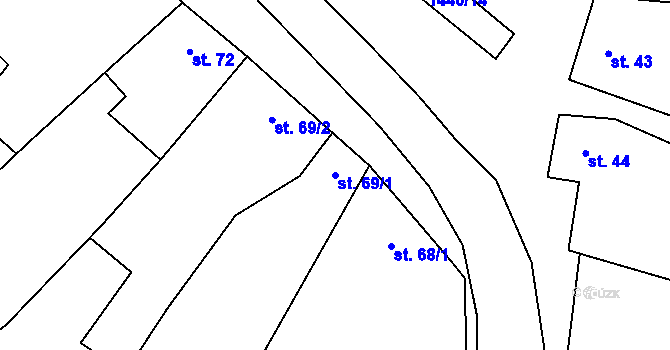 Parcela st. 69/1 v KÚ Slatinky, Katastrální mapa