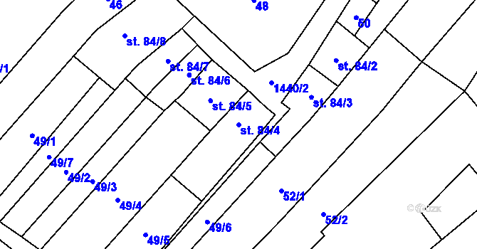 Parcela st. 84/4 v KÚ Slatinky, Katastrální mapa
