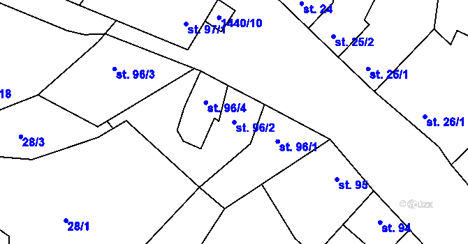 Parcela st. 96/2 v KÚ Slatinky, Katastrální mapa