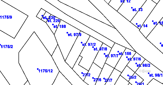 Parcela st. 97/2 v KÚ Slatinky, Katastrální mapa