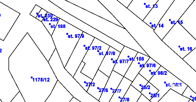 Parcela st. 97/8 v KÚ Slatinky, Katastrální mapa