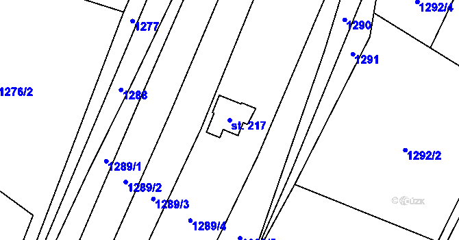 Parcela st. 217 v KÚ Slatinky, Katastrální mapa