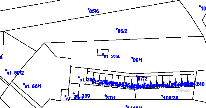 Parcela st. 234 v KÚ Slatinky, Katastrální mapa