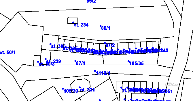 Parcela st. 250 v KÚ Slatinky, Katastrální mapa