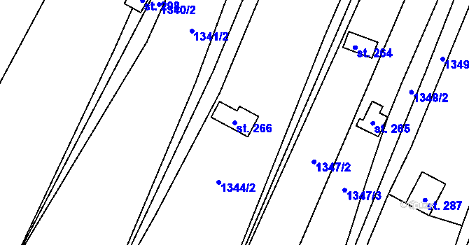 Parcela st. 266 v KÚ Slatinky, Katastrální mapa