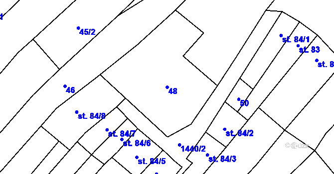 Parcela st. 48 v KÚ Slatinky, Katastrální mapa
