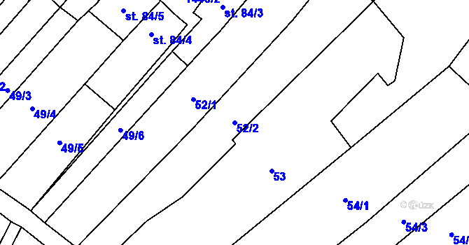 Parcela st. 52/2 v KÚ Slatinky, Katastrální mapa