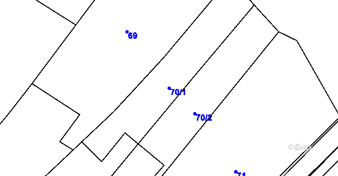 Parcela st. 70/1 v KÚ Slatinky, Katastrální mapa